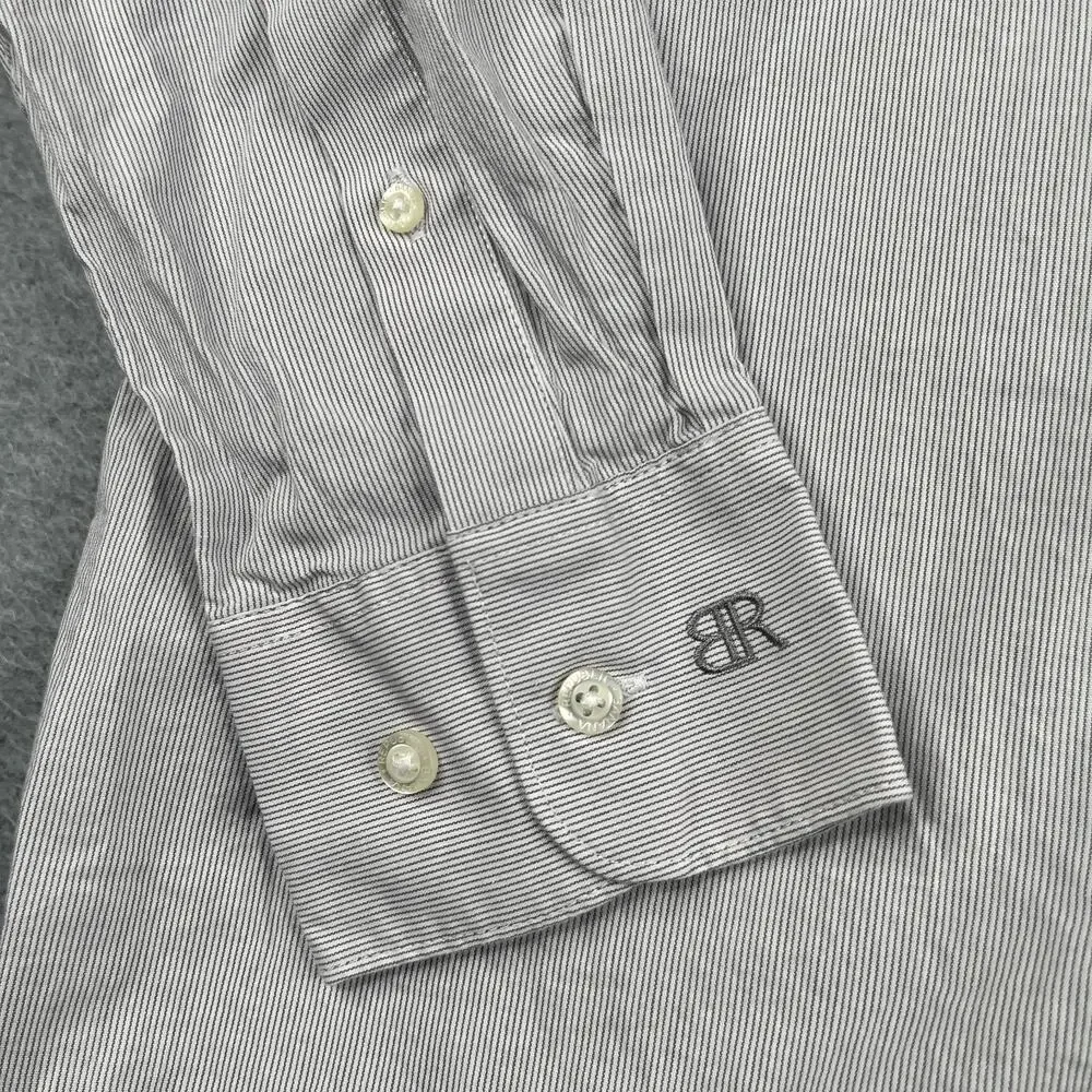 Banana Republic Slim Fit Gray Striped Shirt Button Up Long Sleeve Mens Large